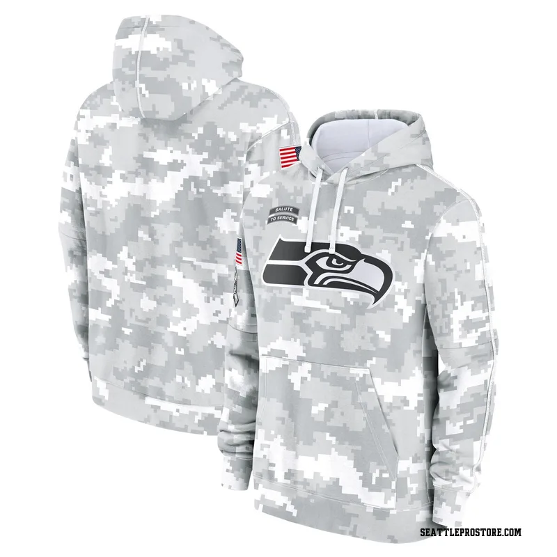 White/Gray Youth Seattle Seahawks 2024 Salute To Service Pullover Hoodie